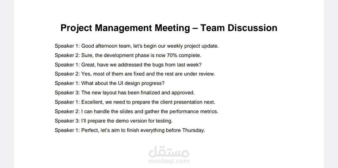 Project Management Meeting – Team Discussion