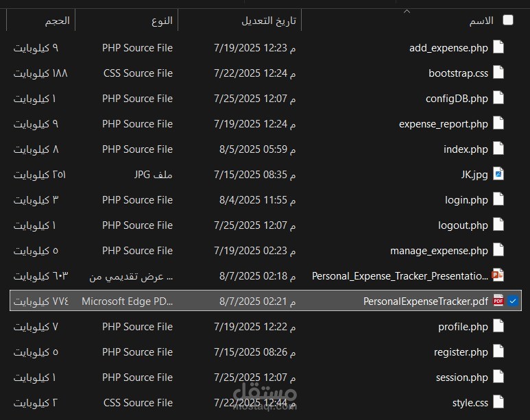 تصميم موقع ألكتروني لحساب مصروفات الكلية للفرد