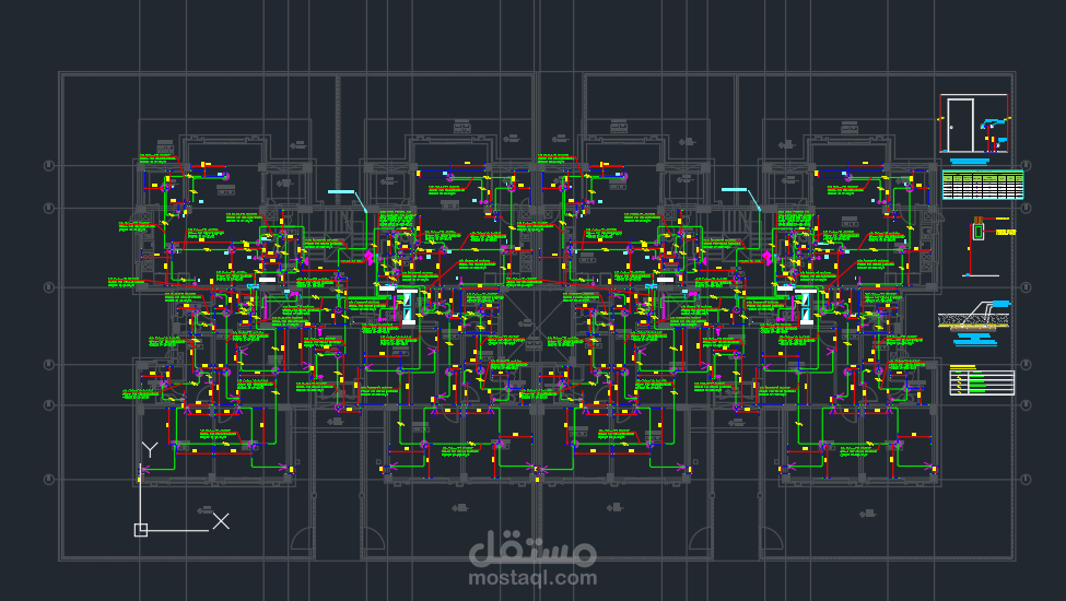عمل رسومات الشوب دروينج و حصر الكميات المطلوبة لتنفيذ الاعمال والاشراف عليها لمبني سكني
