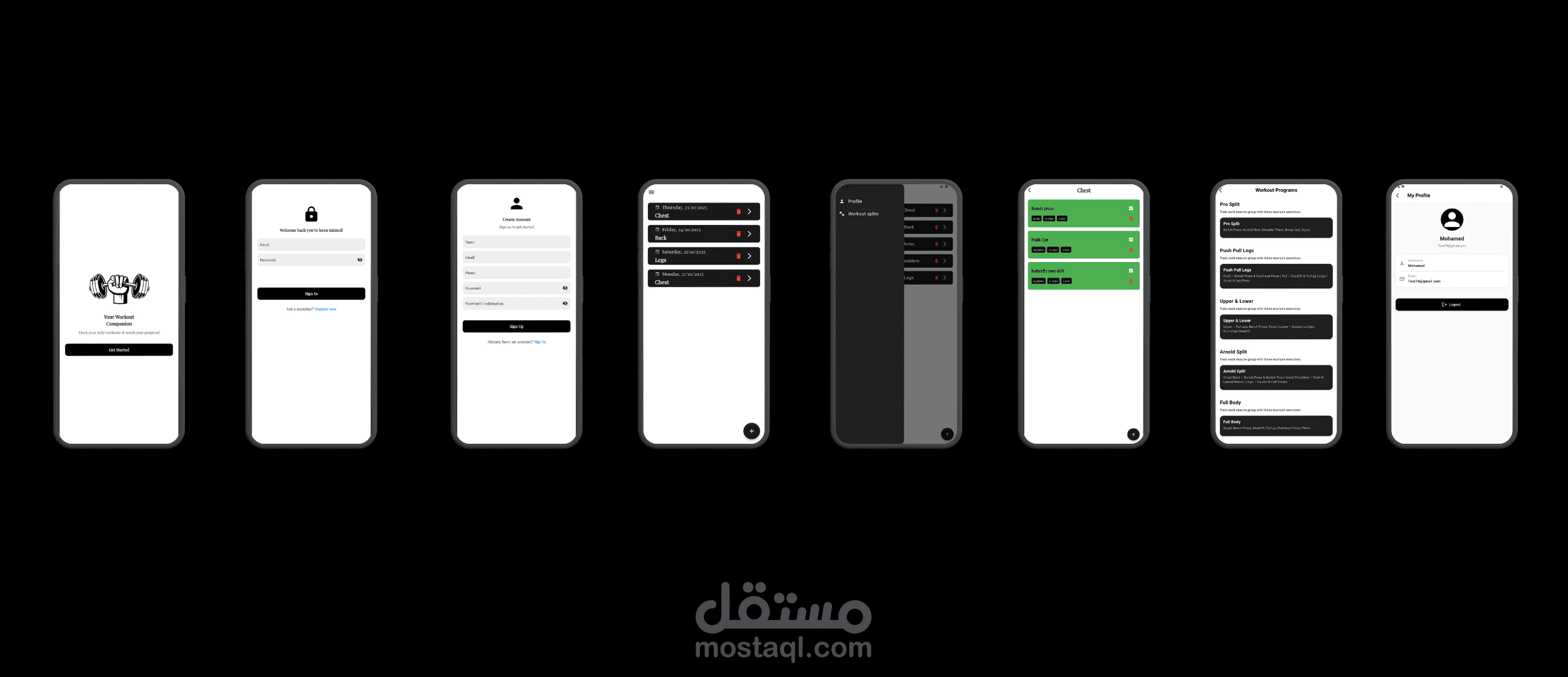 تطبيق إدارة التمارين الرياضية (Gym Workout App)