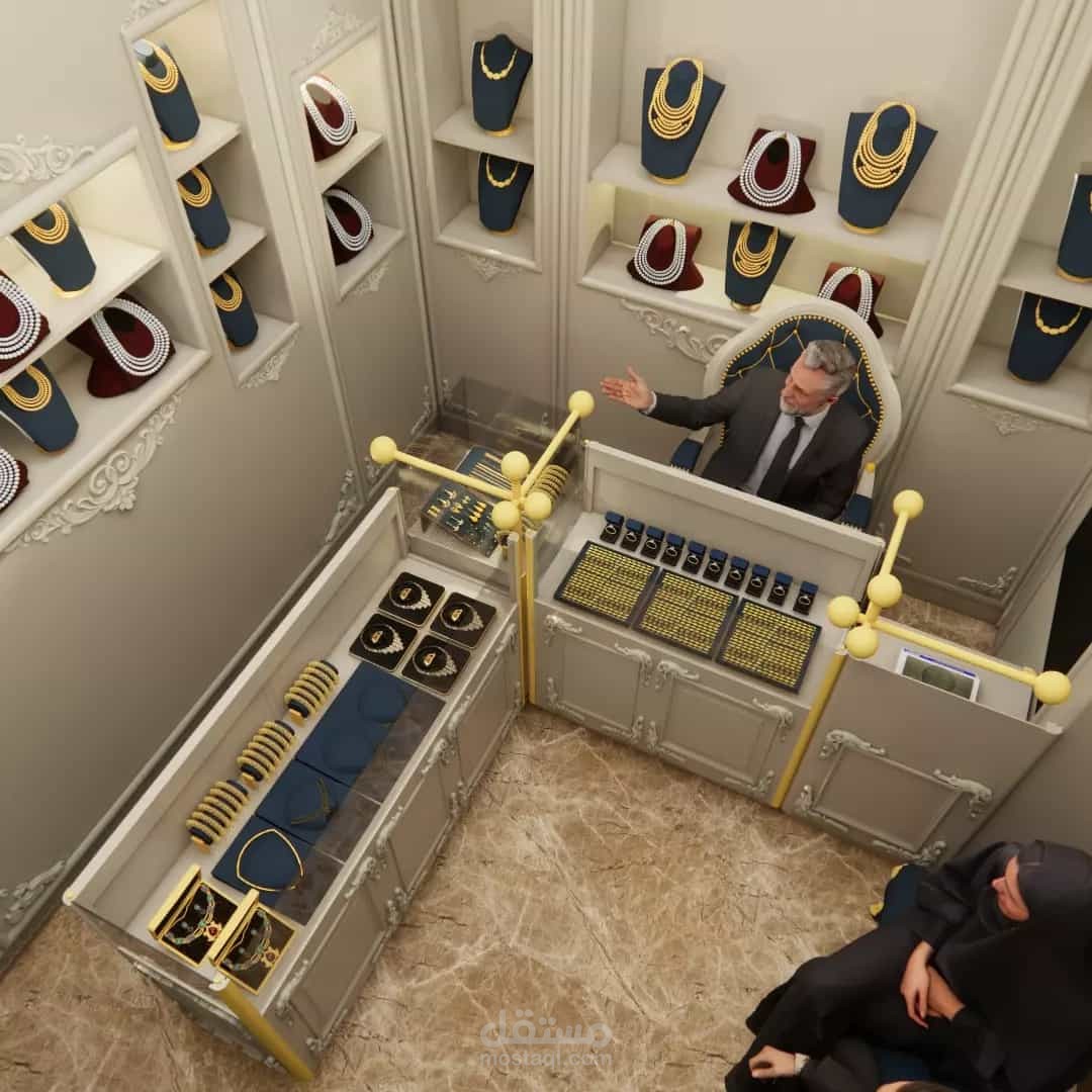 التصميم الداخلي المحل الذهب