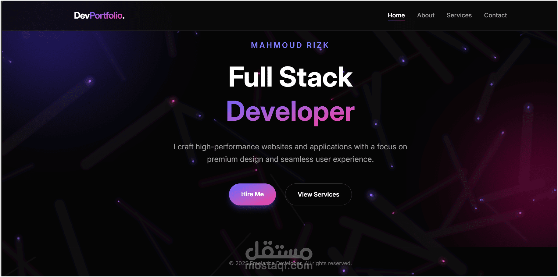 تصميم وتطوير موقع بورتفوليو احترافي باستخدام Next.js و Tailwind CSS