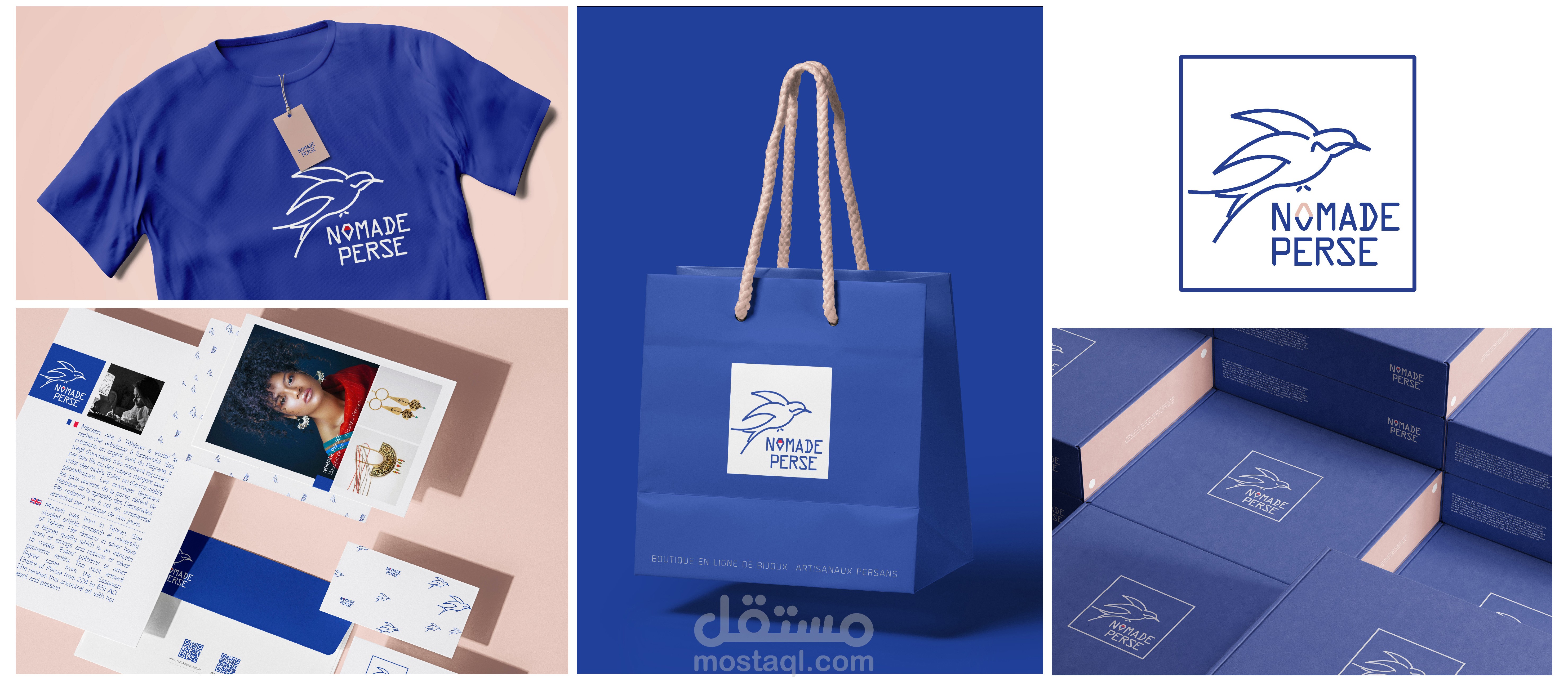 هوية بصريّة متكاملة لـ Nomade Perse – تصميم علامة تجارية للمجوهرات اليدوية