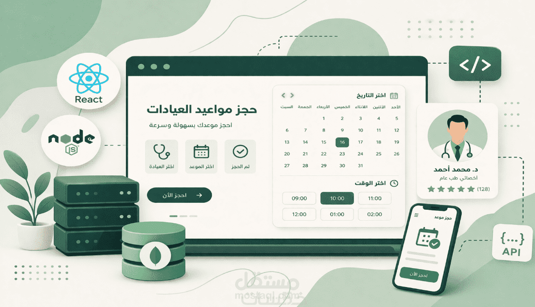 إنشاء موقع حجز مواعيد للعيادات باستخدام React و Node.js