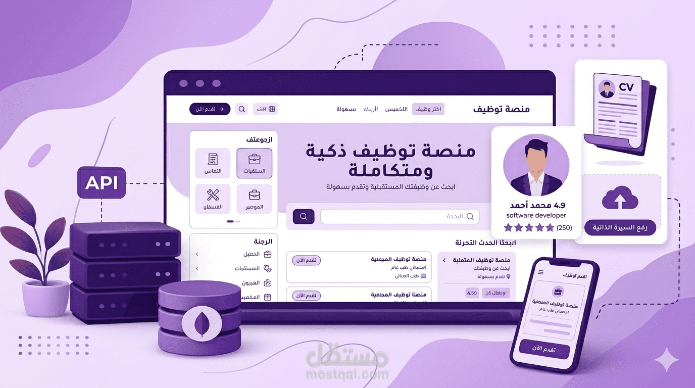 تطوير منصة توظيف ذكية ومتكاملة لشغل الوظائف (شبيهة بـ LinkedIn) | Laravel & Vue.js