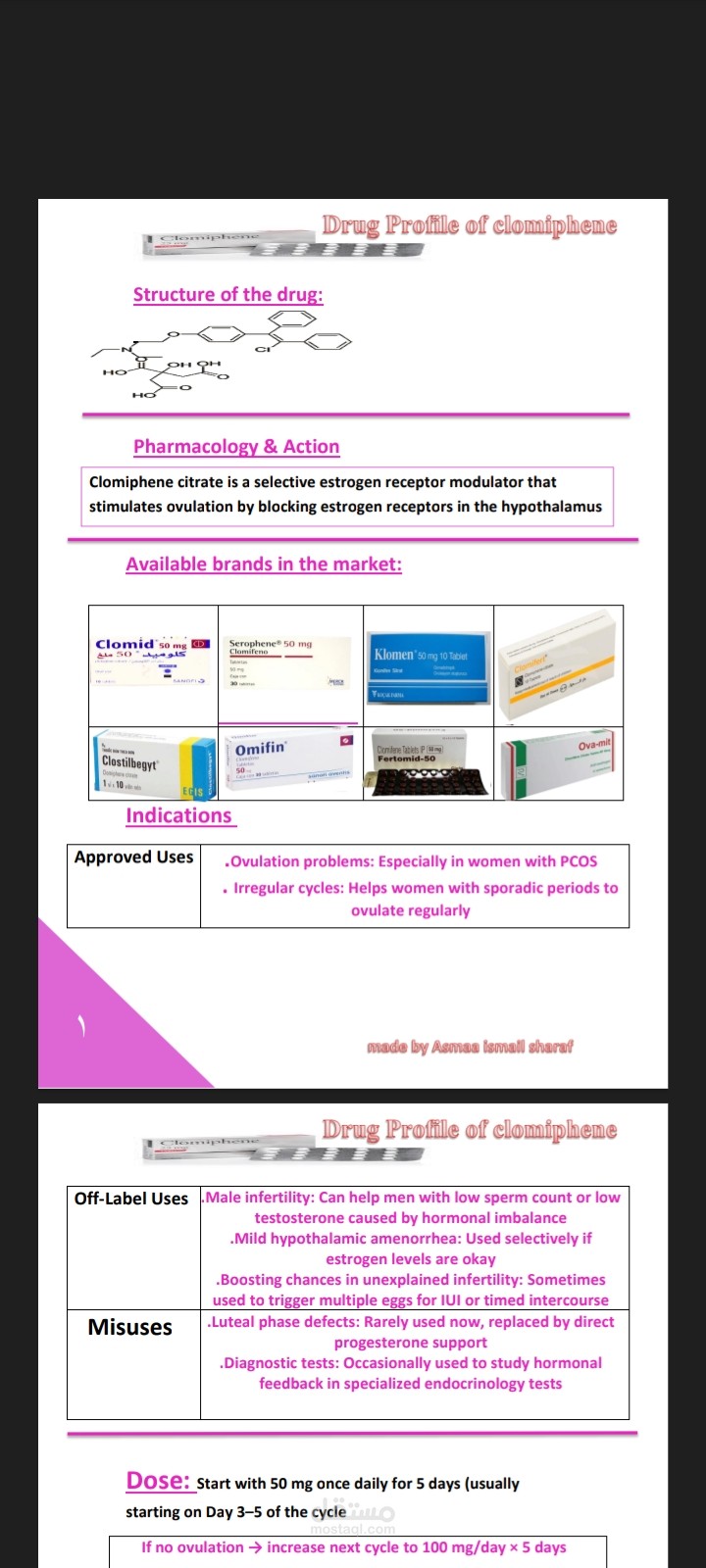 عمل drug profile على word