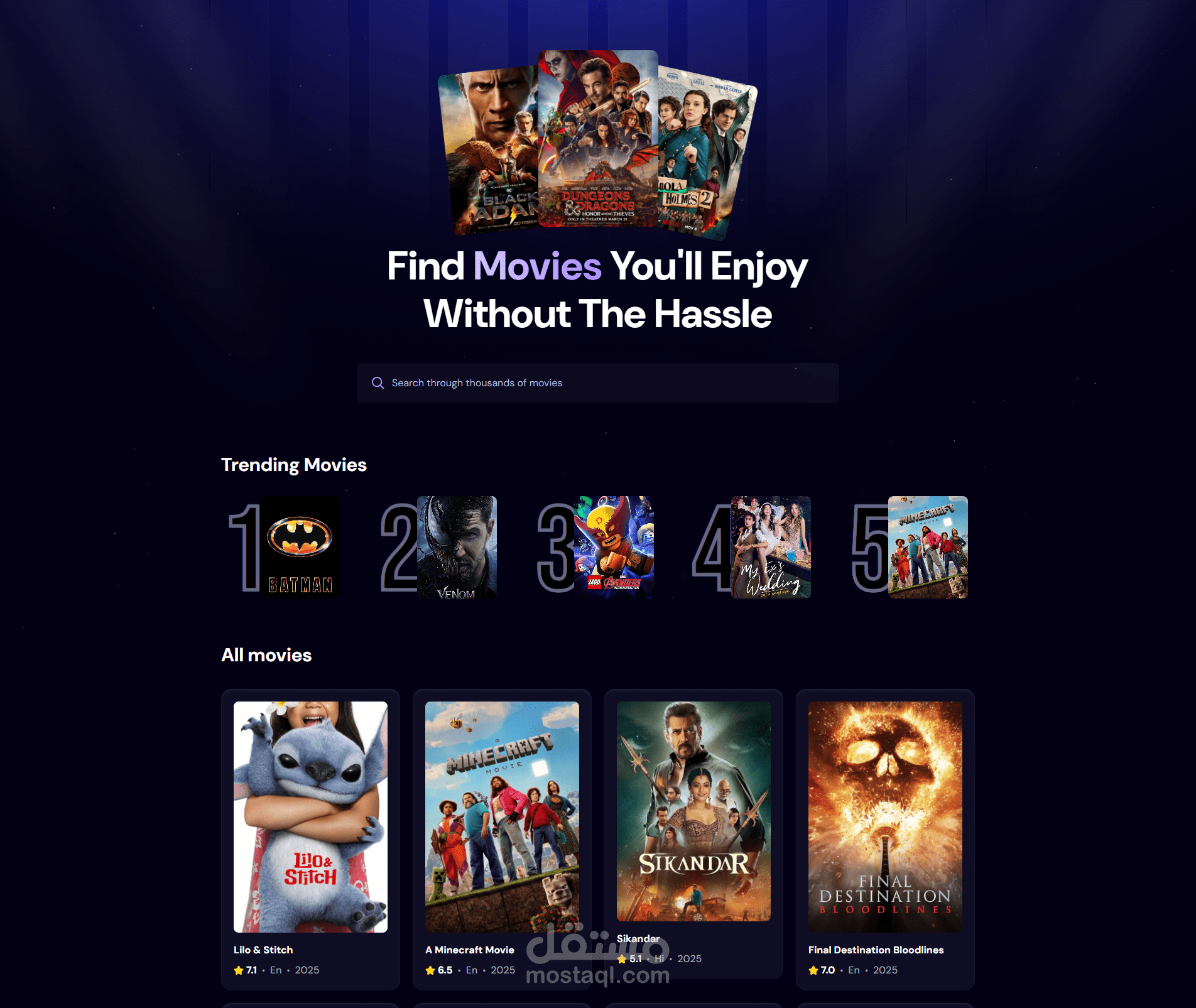 تطبيق Movie Finder لعرض الأفلام باستخدام Next.js وواجهة TMDB API