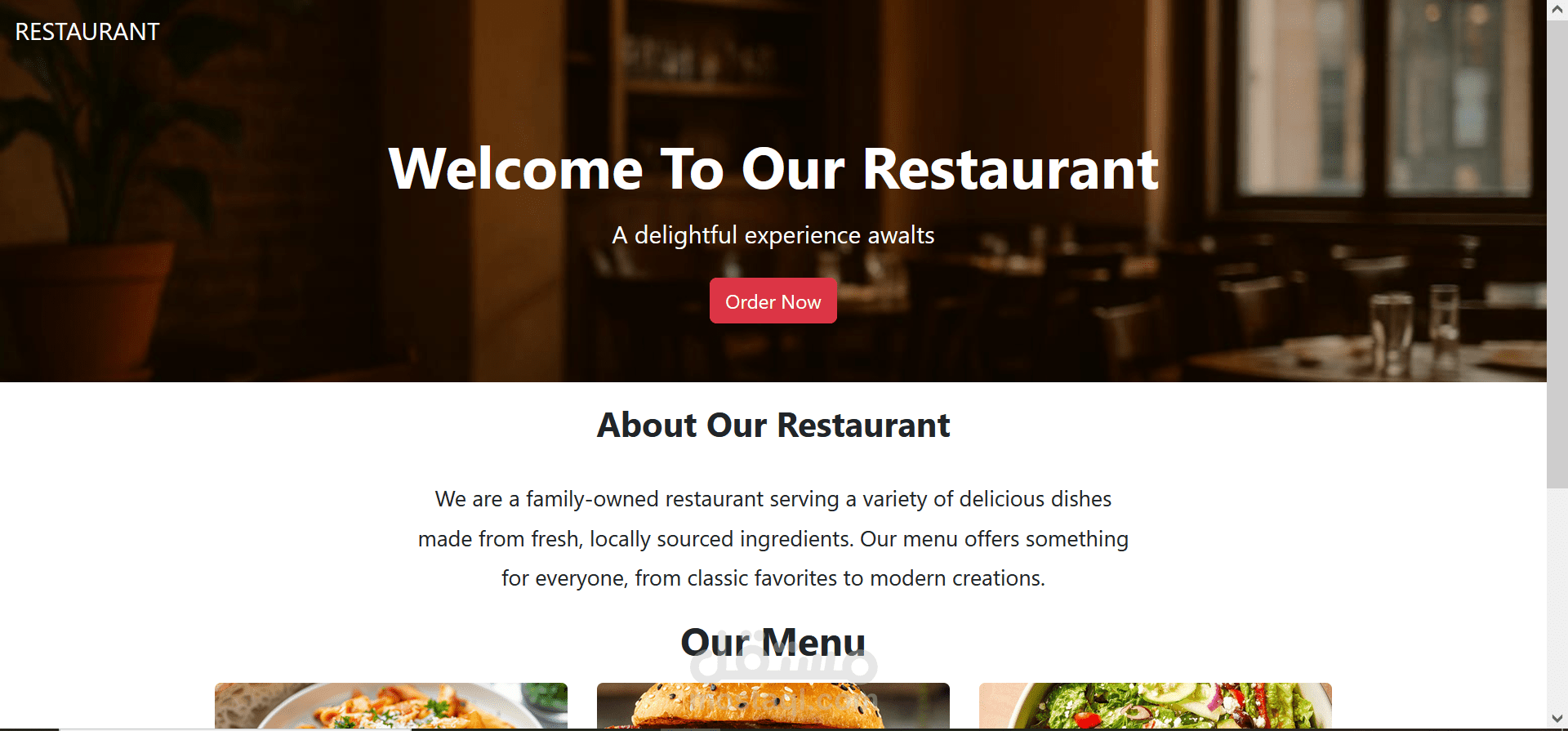 Landing Page Restaurant