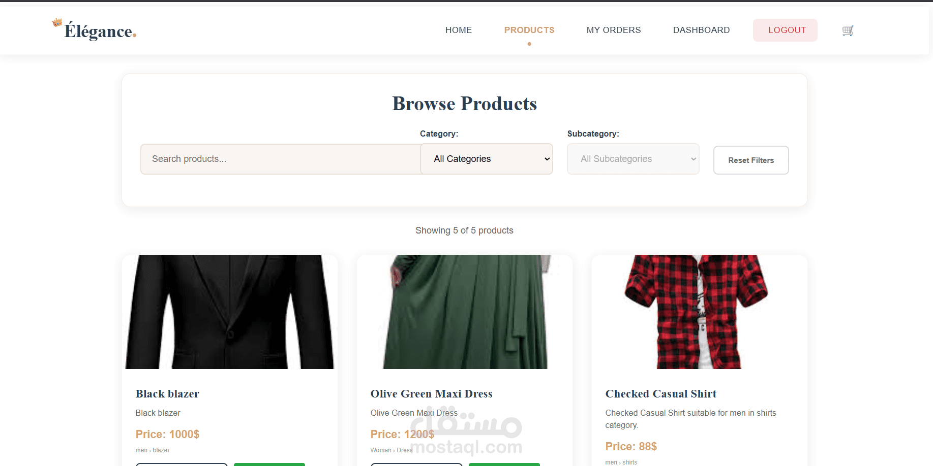 تطوير موقع E-commerce لبيع الملابس باستخدام MEAN Stack