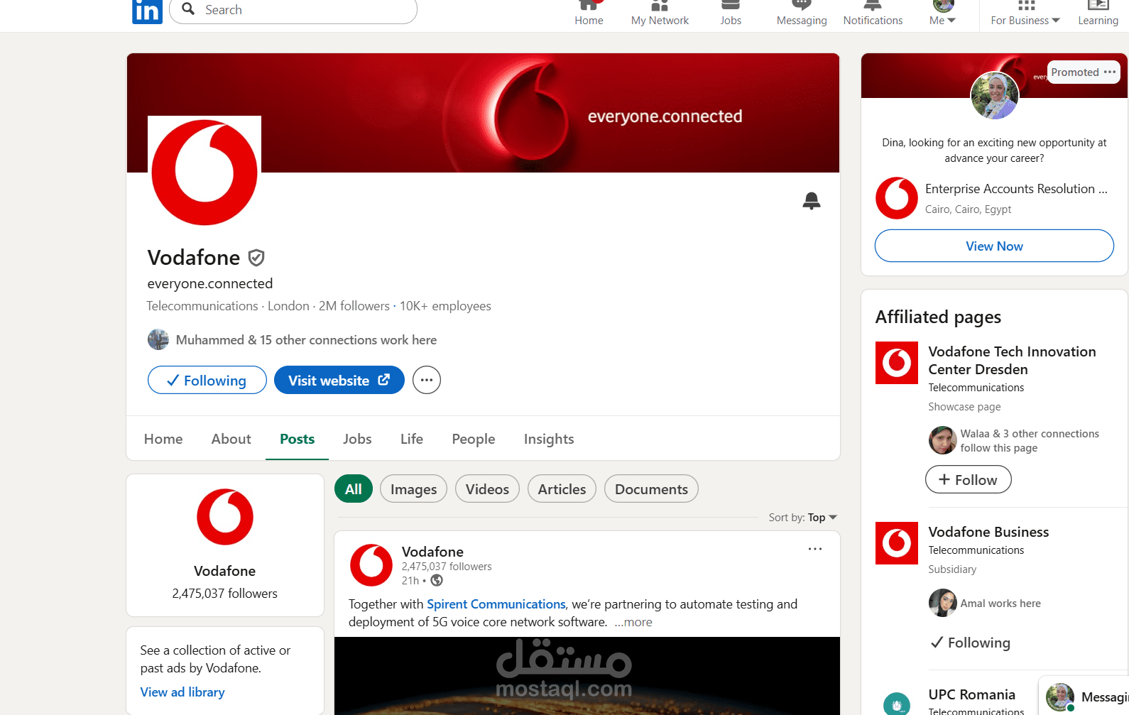 Web chat advisor at Vodafone UK account