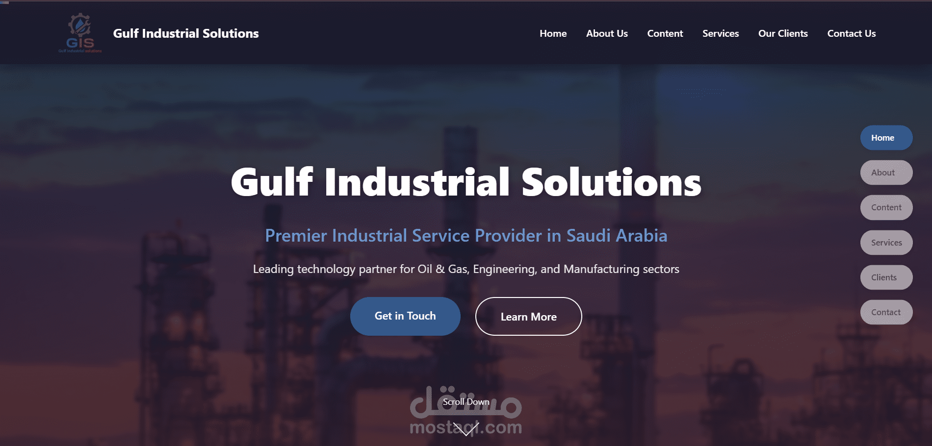 تطوير واجهة أمامية لموقع شركة "GIS" – تصميم غير تقليدي يلبي رؤية العميل