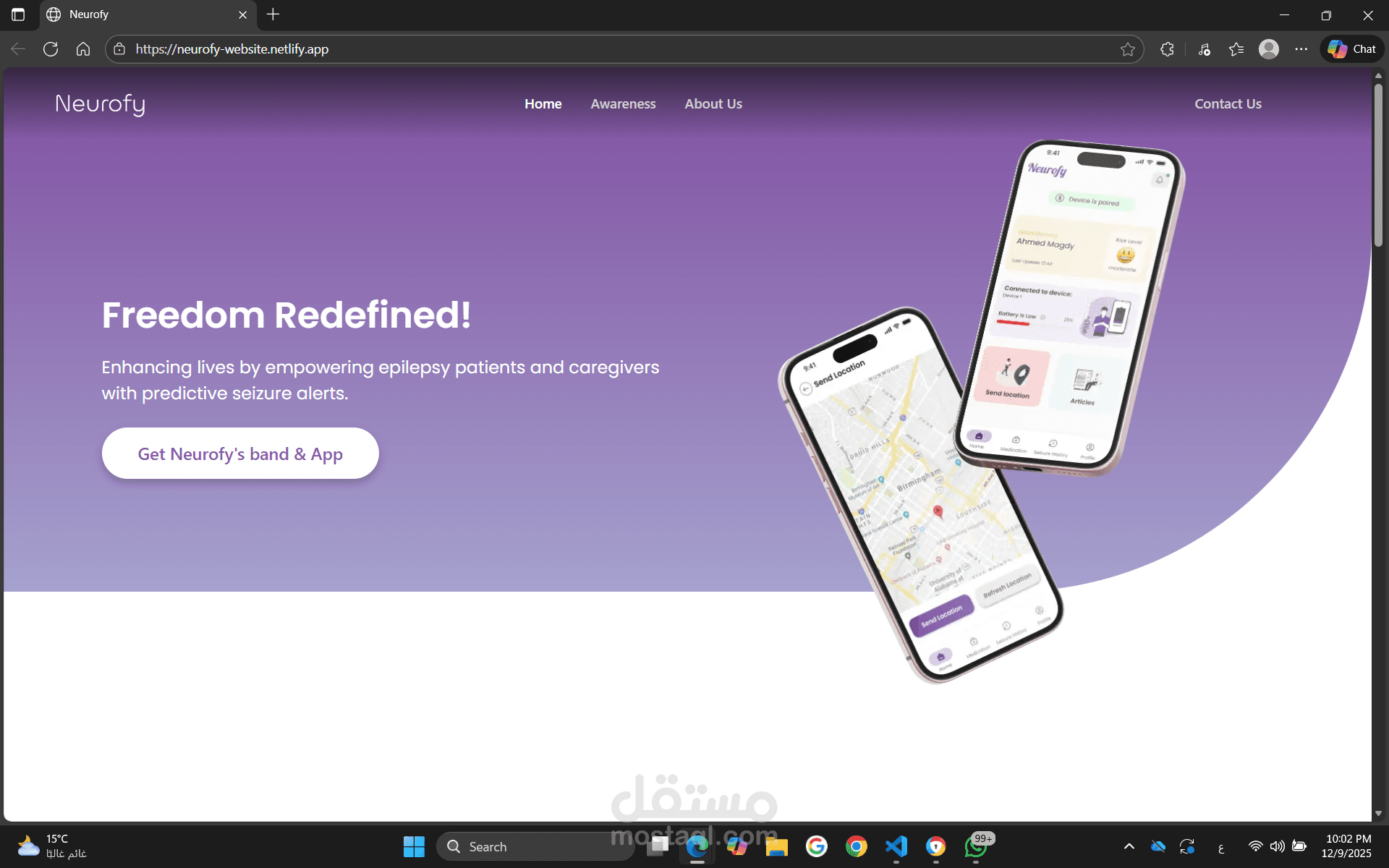 تطوير موقع تعريفي لتطبيق طبي باستخدام React.js