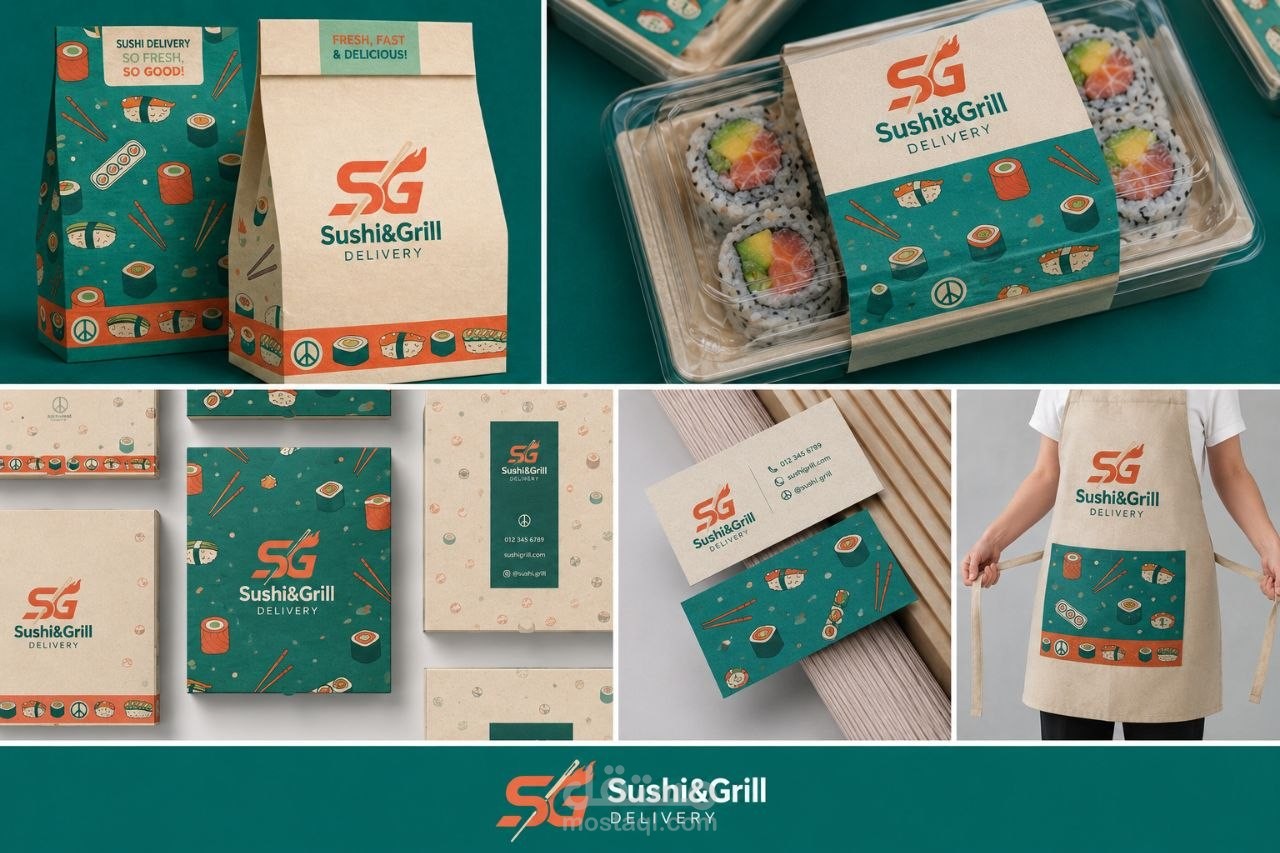 إعادة تصميم الهوية البصرية لمطعم Sushi & Grill | Sushi & Grill Visual Identity Redesign