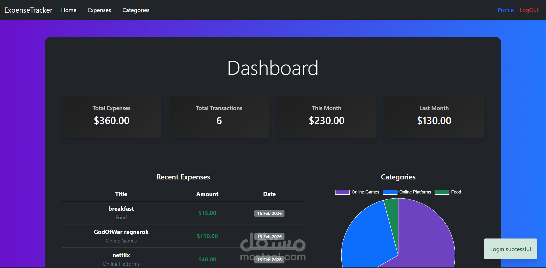 Expense Management System – ASP.NET Core MVC (3-Tier Architecture)