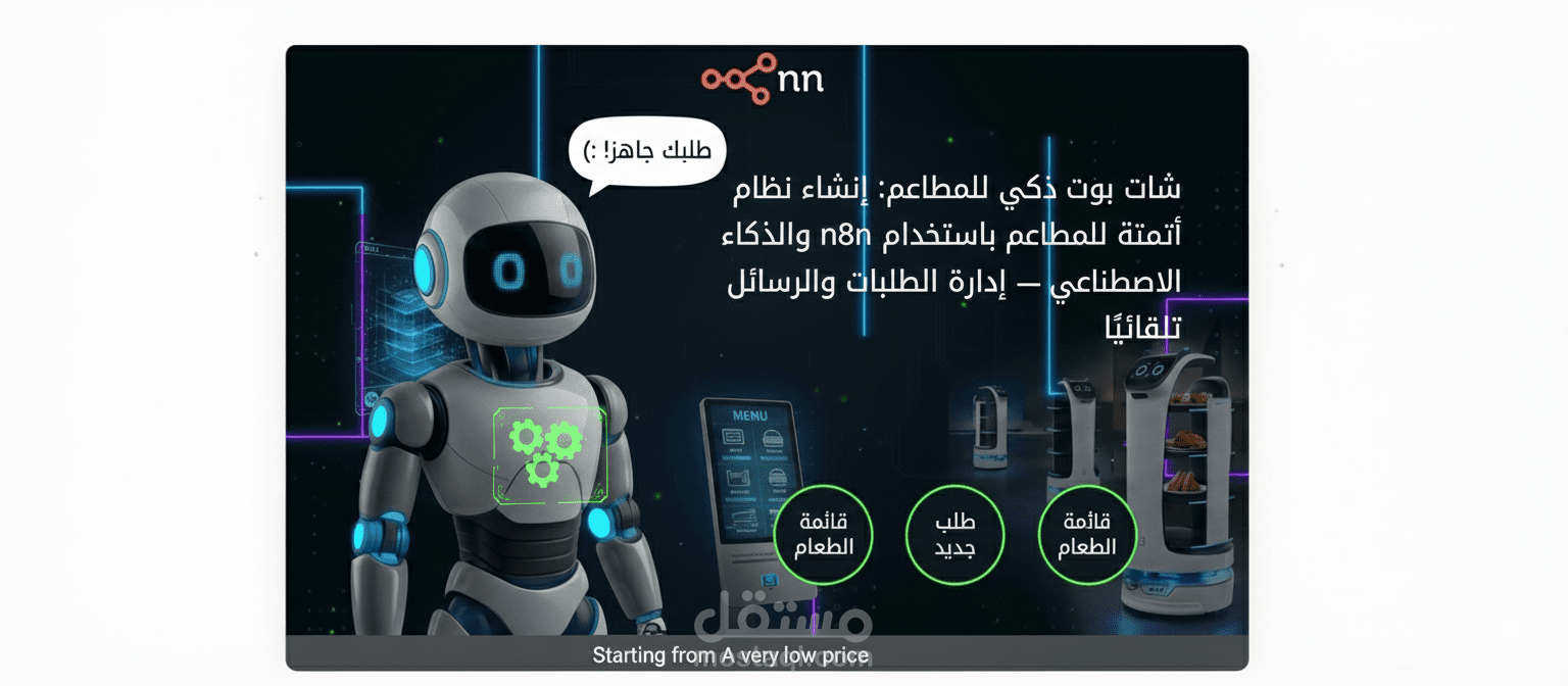 إنشاء نظام أتمتة ذكي للمطاعم باستخدام n8n والذكاء الاصطناعي — إدارة الطلبات والرسائل تلقائيًا