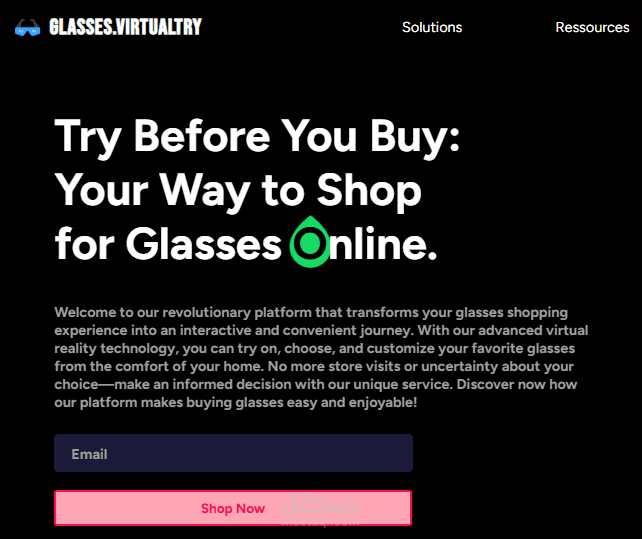 Glasses.virtualtry – صفحة هبوط تفاعلية