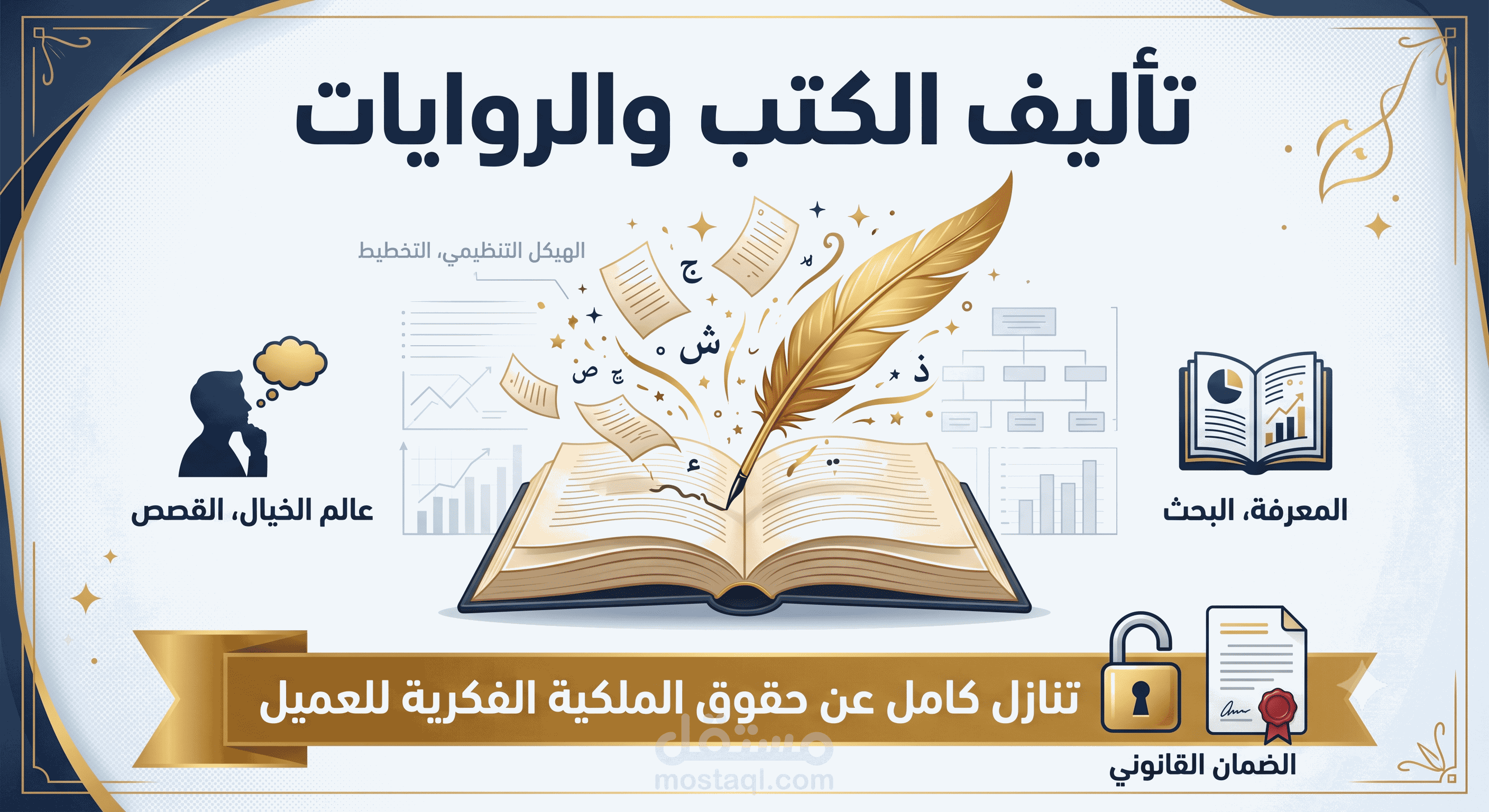 تأليف وكتابة الكتب والروايات باحترافية (مع التنازل عن الملكية الفكرية)
