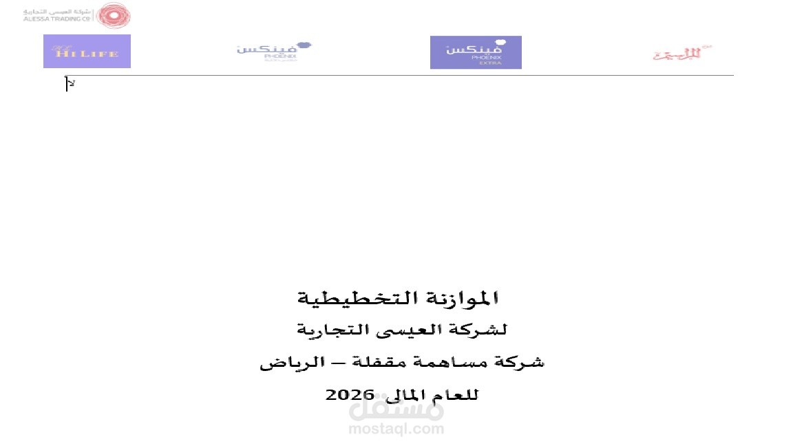 عمل موازنه تخطيطيه  لشركه   تجاريه