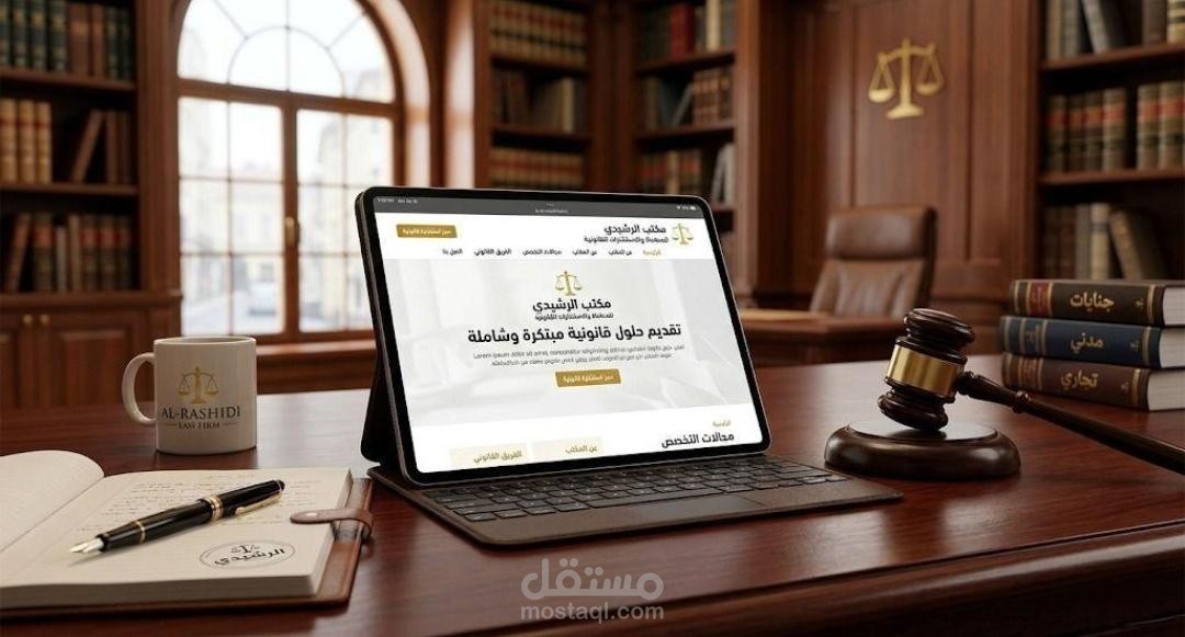 موقع إلكتروني احترافي لمكتب محاماة بتصميم فاخر ومتجاوب بالكامل