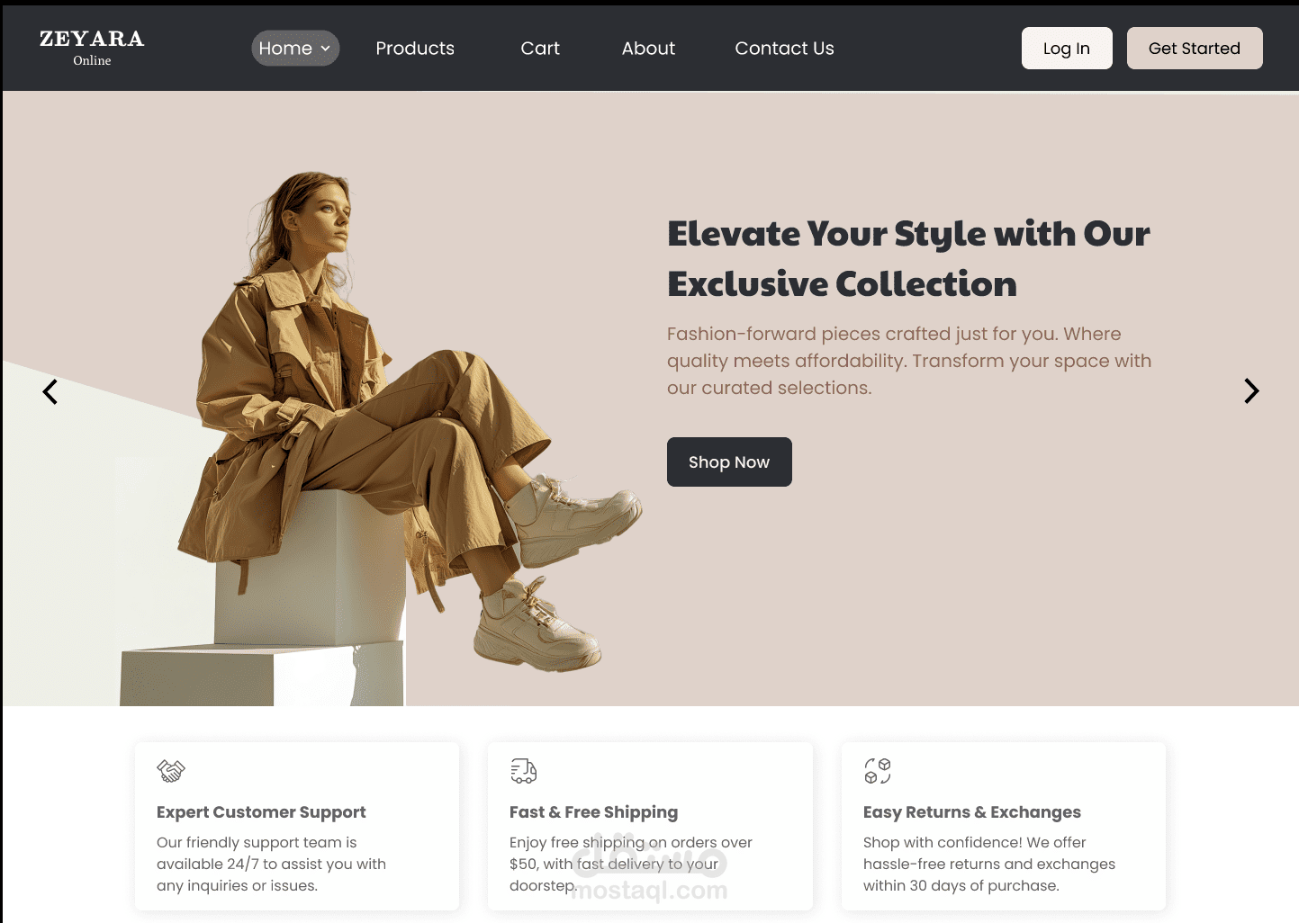 تصميم منصة E-Commerce عصرية للملابس والعطور