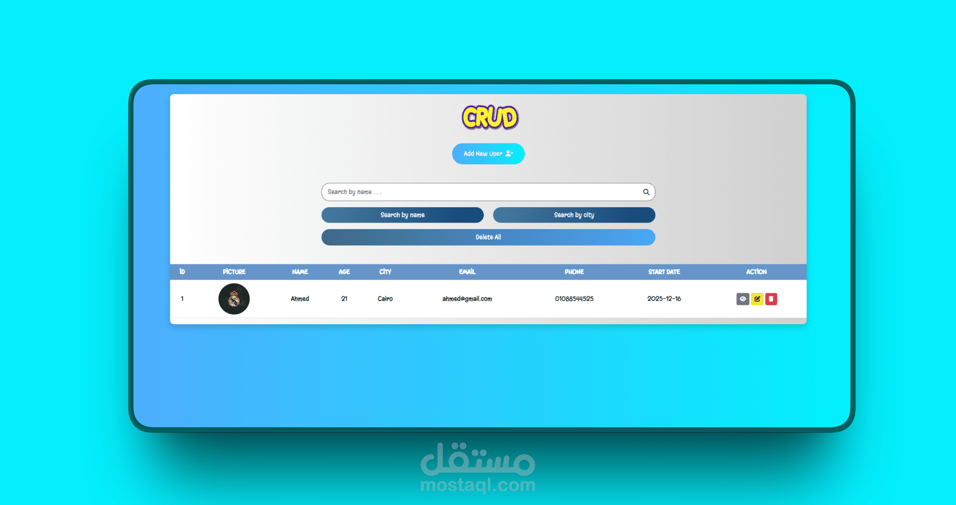 تطوير موقع CRUD متجاوب