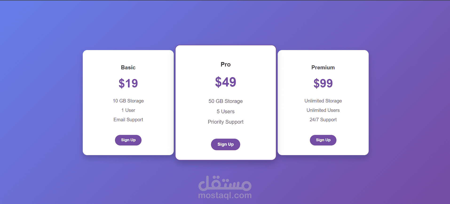 Modern Pricing Plans UI