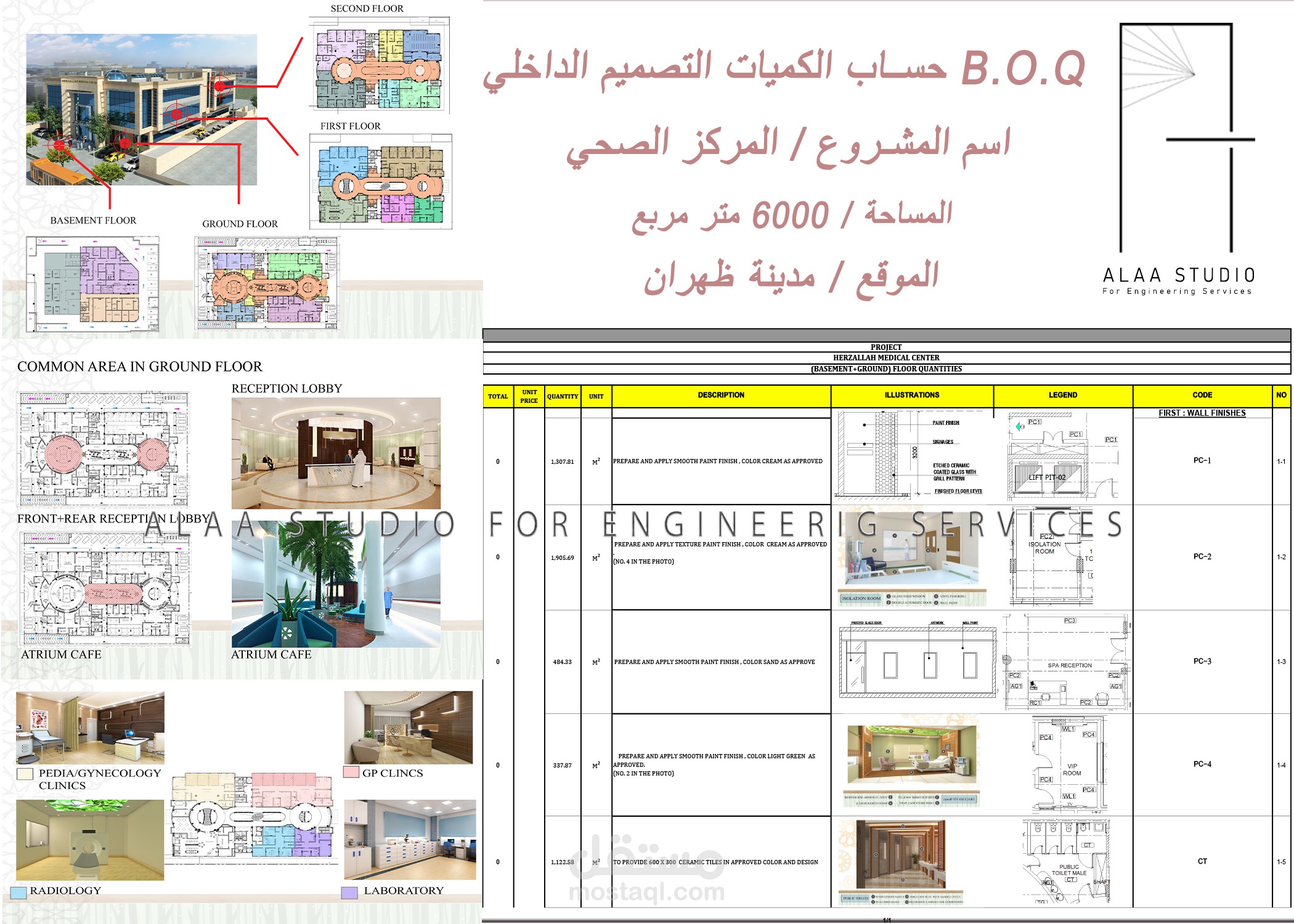 حساب الكميات B.O.Q  لمركز صحي بمدينة ظهران