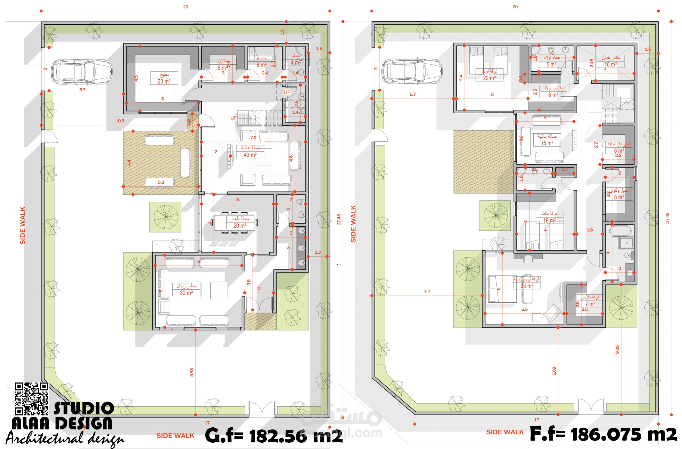 تصميم معماري فيلا سكنية دورين