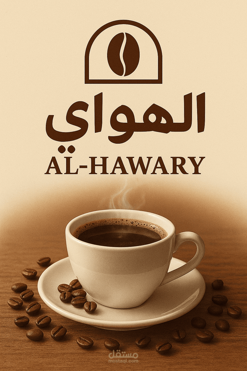تصميم لوجو وبوستر إعلاني عالي الجودة لقهوة الهواري