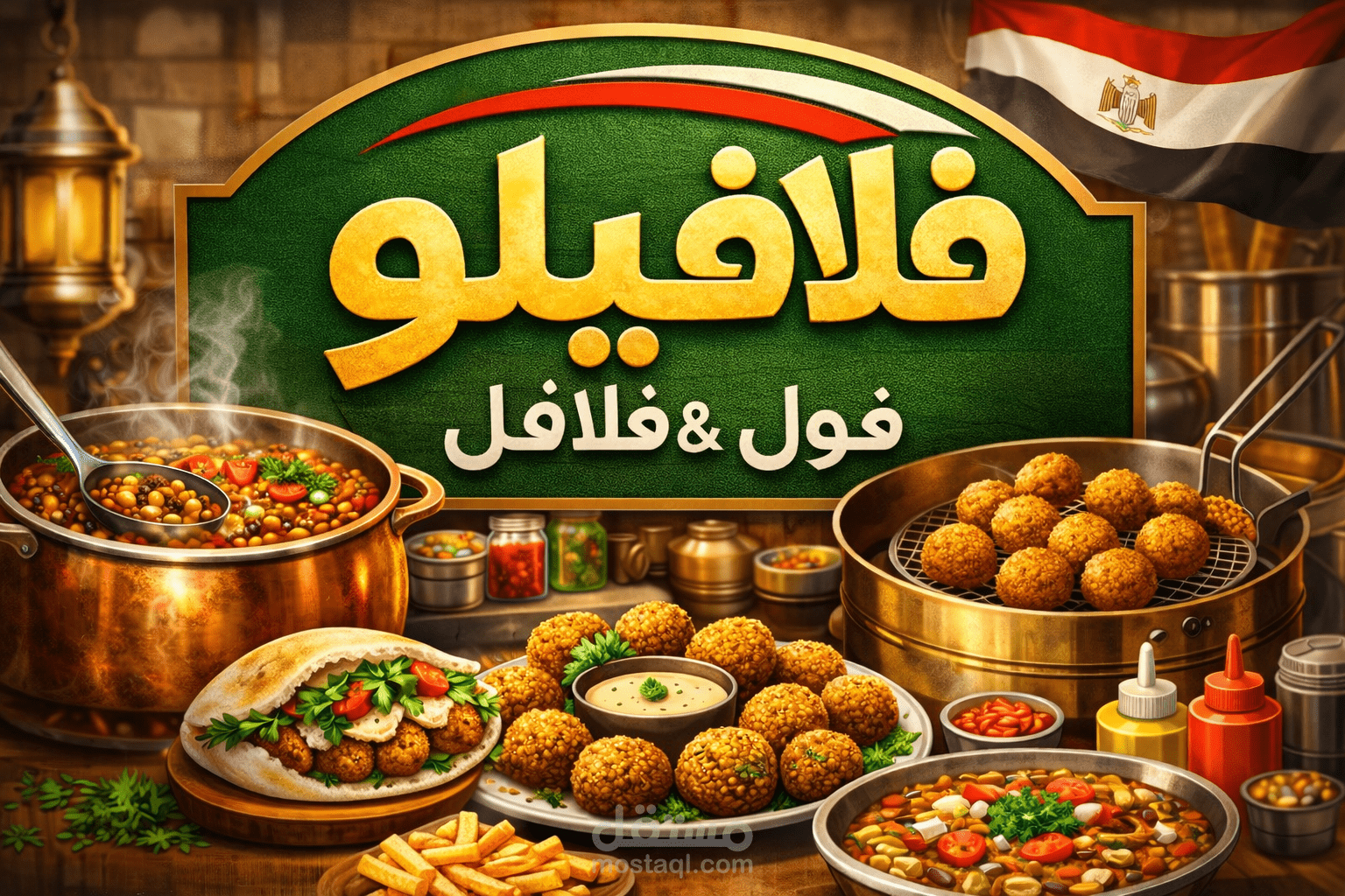 تصميم بوستر احترافي لمحل فول & فلافل (فلافيلو) بجودة عالية