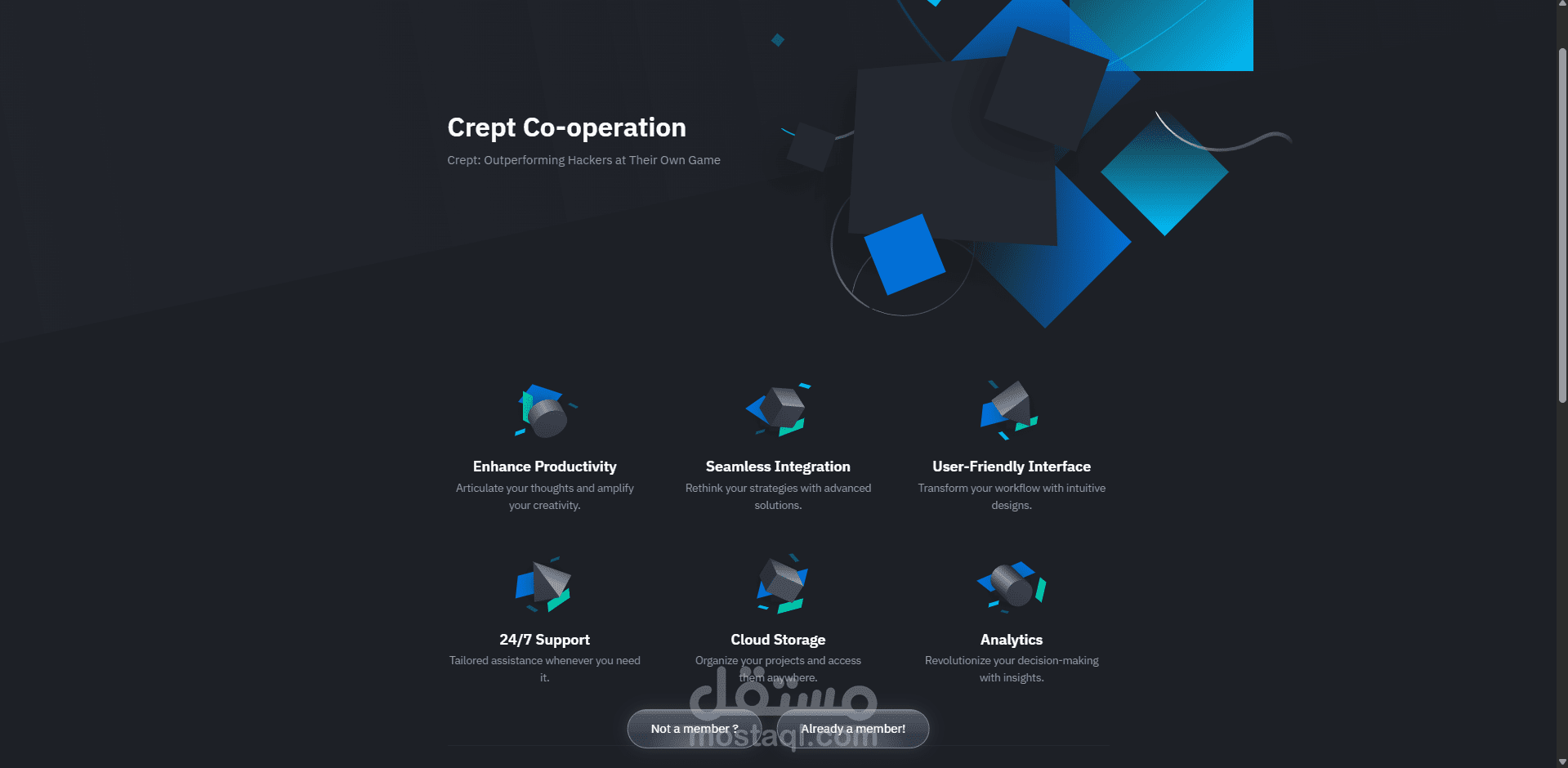 صفحة هبوط احترافية لخدمات Creptx