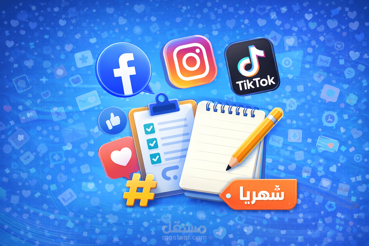 باكدج محتوى سوشيال ميديا شهري (تصميم + كتابة + هاشتاجات)