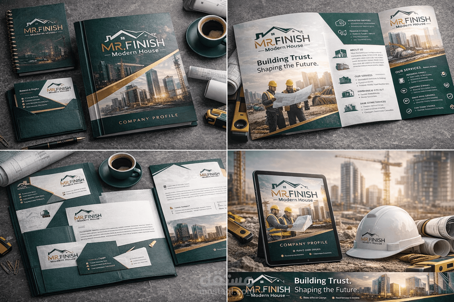 هوية بصرية MR FINESH للمقاولات والتشطيبات