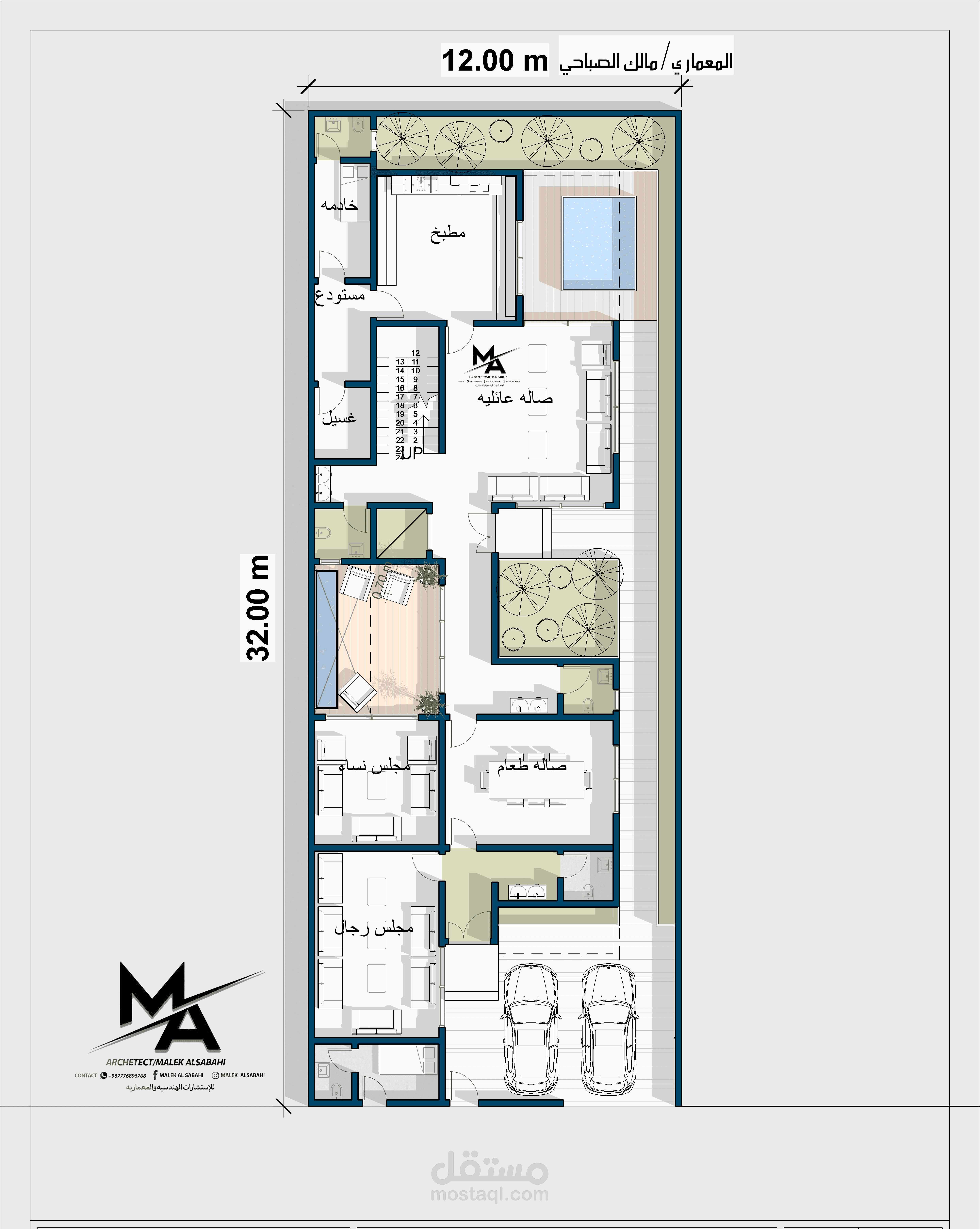 تصميم مخطط فيلا سكنية 12*32 في الرياض