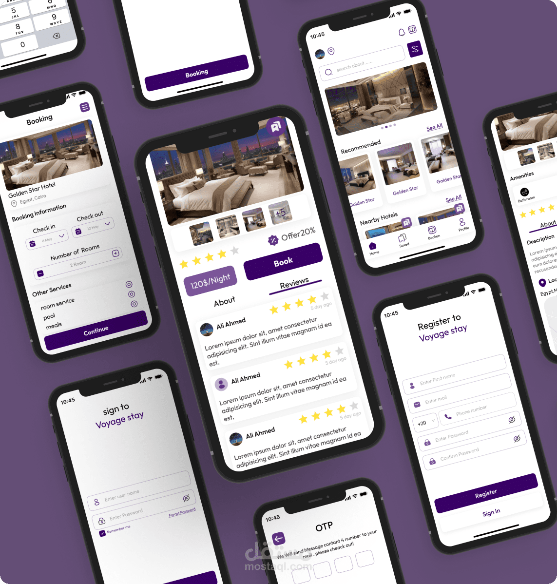 تصميم UI/UX لتطبيق حجز