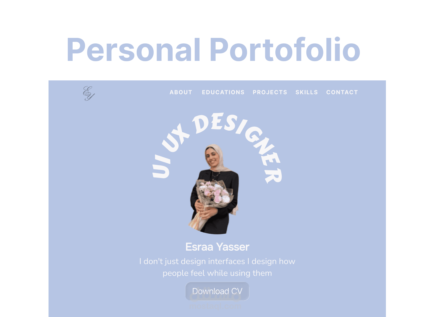 تصميم UI/UX  موقع بورتفوليو ( portofolio) شخصي