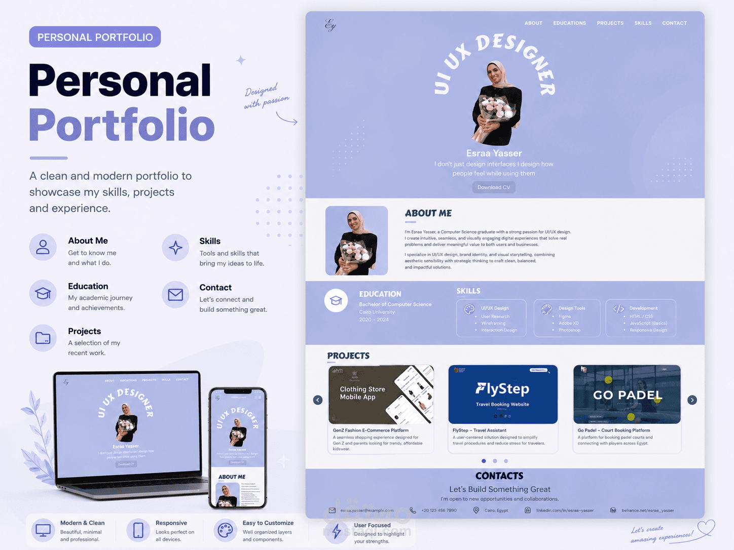 تصميم UI/UX  موقع بورتفوليو ( portofolio) شخصي