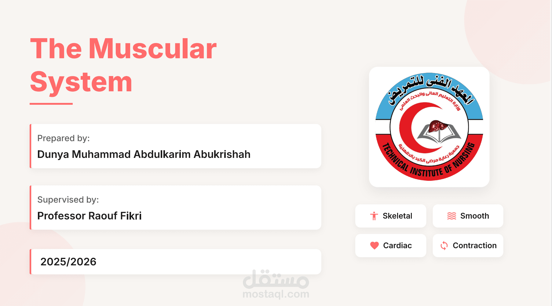 تصميم غلاف عرض طبي احترافي – Muscular System