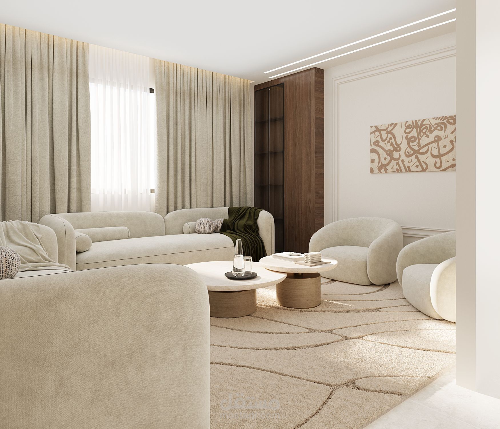 تصميم مساحة معينة لعميل تتضمن Guest room, living room with dining table