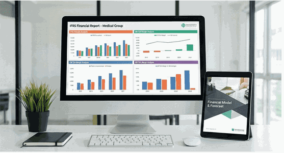 اعداد القوائم المالية (IFRS) ونمذجة الأداء المالي لمجموعة طبية/تجارية/صناعية/عقارات/مقاولات