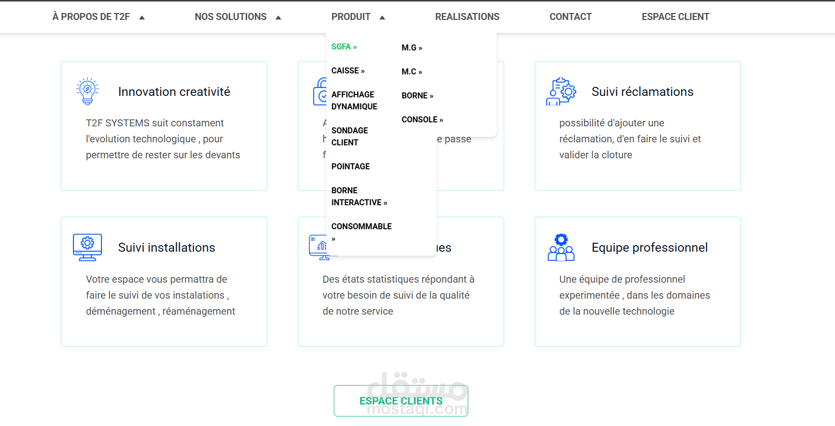 Site Web T2F Systems