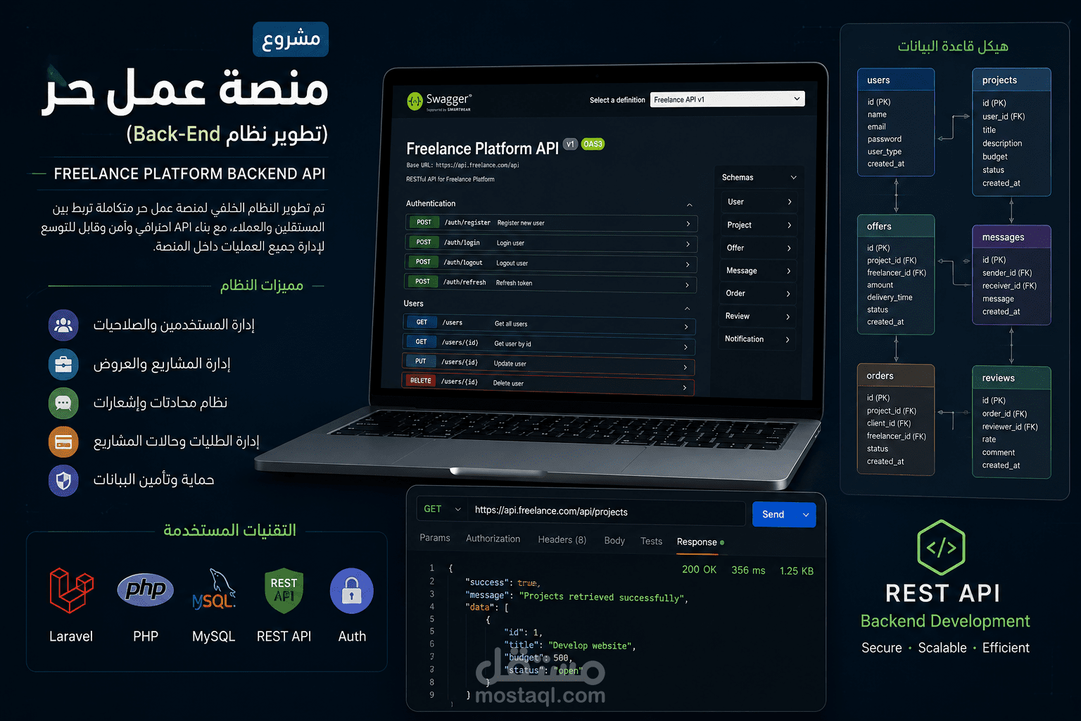 تطوير Back-End لمنصة Freelance متكاملة باستخدام Laravel