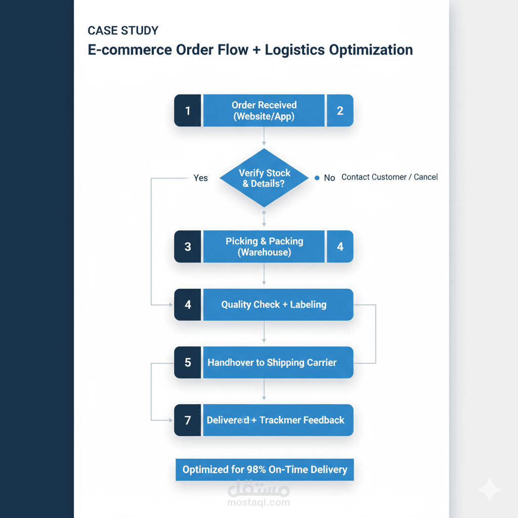 مخطط سير العمل المُنظَّم لمعالجة وإنجاز الطلبات