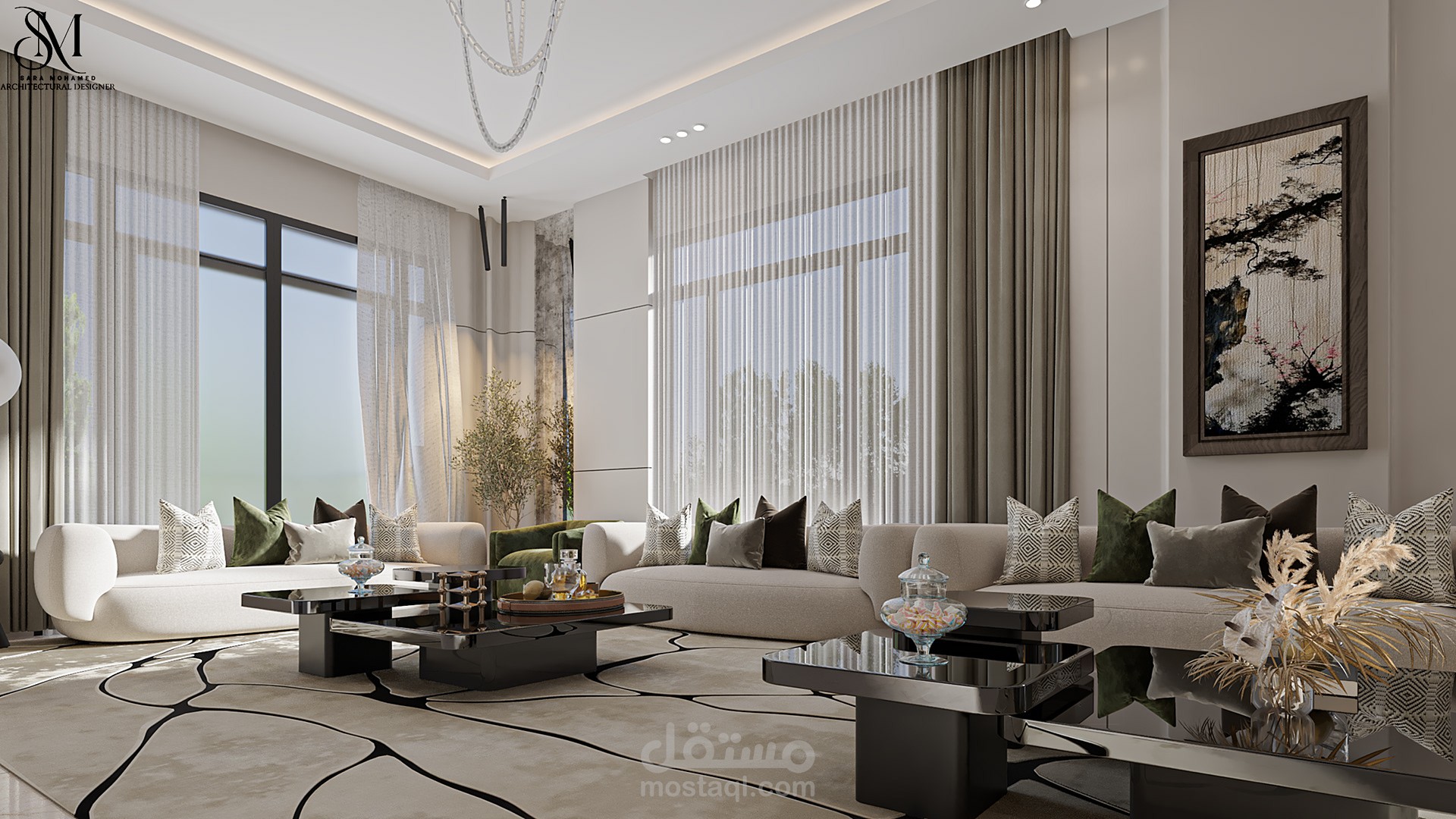 تصميم داخلي لغرفة معيشة