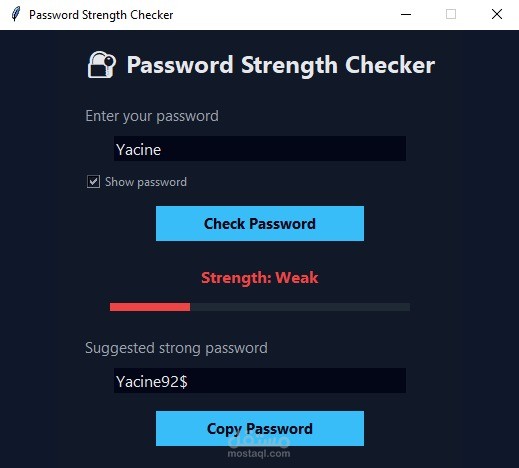فاحص قوة وكلمة مرور ذكية مع اقتراحات تحسين/Password_Checker