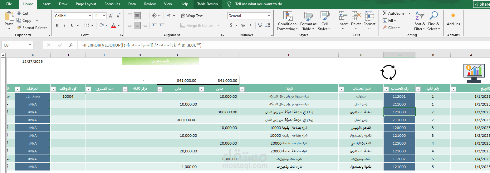 إدخال العمليات اليومية