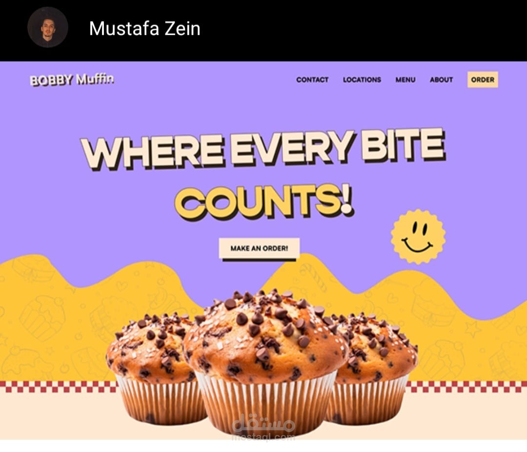 Landing page for Muffin shop