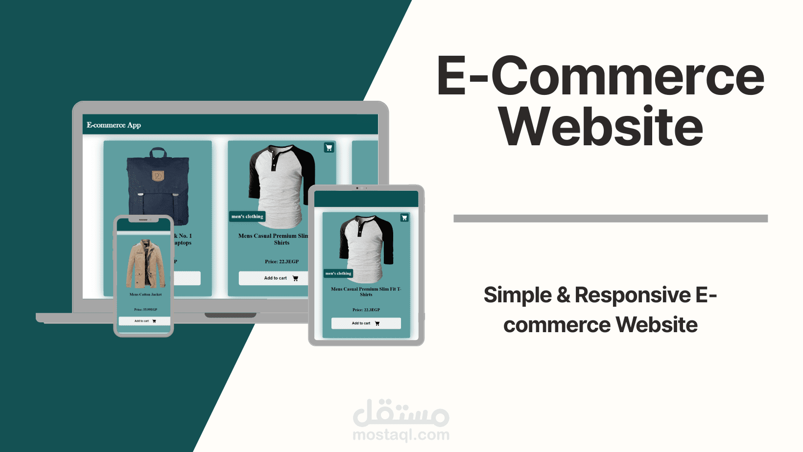 تصميم وتطوير E-commerce متجاوب مع سلة مشتريات