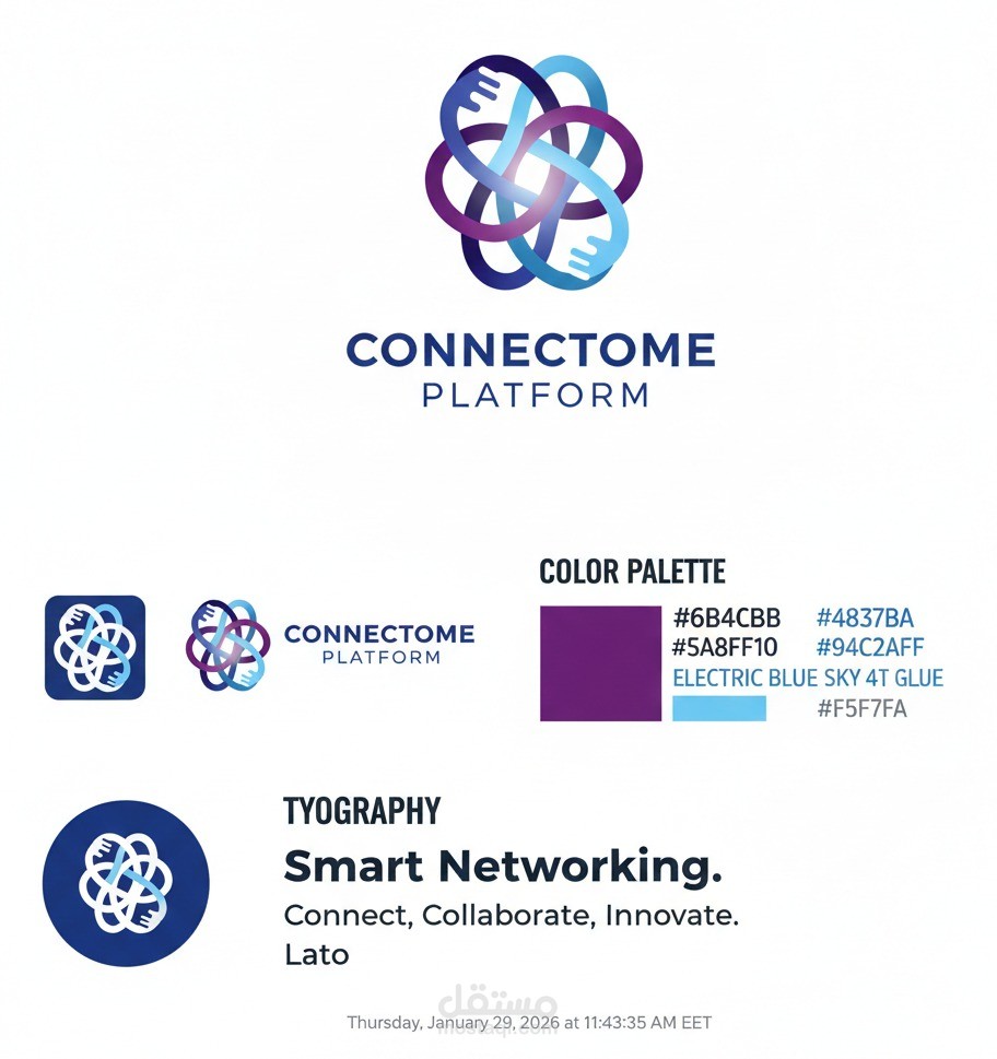 تصميم هوية بصرية ولوجو احترافي لمنصة تقنية (Smart Networking Platform)