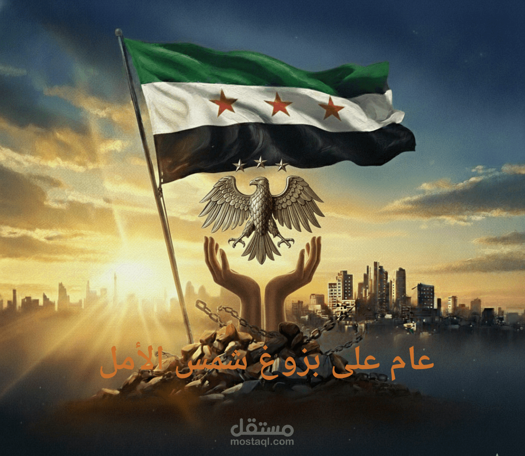 تصميم صورة تعبر عن مرور عام على انتصار الثورة السورية